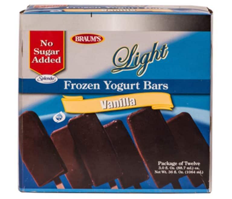 No Sugar Added Frozen Yogurt Bars Braum's