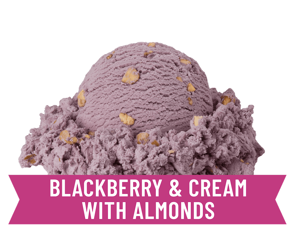 blackberry and cream with almonds frozen yogurt
